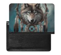 Reisepasshülle Reisezubehör 3D Wolf Traumfänger Wasserdicht Reisepass Reisebrieftasche mit Kartenfächern für Damen Herren, 3D Wolf Traumfänger, Einheitsgröße