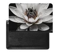 Reisepasshülle Reisezubehör Blau Musik Wasserdicht Reisepass Reisebrieftasche mit Kartenfächern für Damen Herren, Schwarz-weiße Seerose, Einheitsgröße