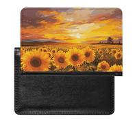 Reisepasshülle Reisezubehör Blue Earth In The Space Wasserdichte Reisepasshülle mit Kartenfächern für Damen und Herren, Schöner Sonnenblumenfeld, Sonnenuntergang, Einheitsgröße