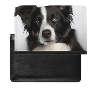 Reisepasshülle Reisezubehör Braunbär Wasserdicht Reisepass Reisebrieftasche mit Kartenfächern für Damen Herren, Border Collie, Einheitsgröße
