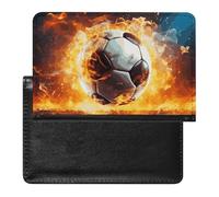 Reisepasshülle, Reisezubehör, brennender Fußball, wasserdicht, Reisepasshülle mit Kartenfächern für Damen und Herren, Burning Soccer Ball, Einheitsgröße