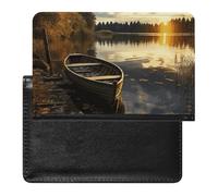 Reisepasshülle, Reisezubehör, brennender Fußball, wasserdicht, Reisepasshülle mit Kartenfächern für Damen und Herren, Boot am Ufer, Einheitsgröße