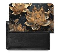 Reisepasshülle, Reisezubehör, brennender Fußball, wasserdicht, Reisepasshülle mit Kartenfächern für Damen und Herren, Boho-Goldblumen, Einheitsgröße