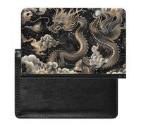 Reisepasshülle Reisezubehör Candy Wasserdicht Reisepass Reisebrieftasche mit Kartenfächern für Damen und Herren, Schwarzer chinesischer Drache, Einheitsgröße