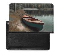 Reisepasshülle Reisezubehör Candy Wasserdicht Reisepass Reisebrieftasche mit Kartenfächern für Damen und Herren, Boot am Ufer festgemacht, Einheitsgröße