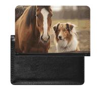 Reisepasshülle Reisezubehör Collie Hund und Pferd zusammen Wasserdicht Reisepass Reisebrieftasche mit Kartenfächern für Damen Herren, Collie Hund und Pferd zusammen, Einheitsgröße