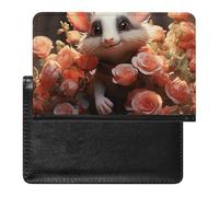 Reisepasshülle Reisezubehör Deutscher Schäferhund Hundeliebhaber Wasserdicht Reisepass Reisebrieftasche mit Kartenfächern für Damen Herren, Cartoon-Opossum und Rosen, Einheitsgröße