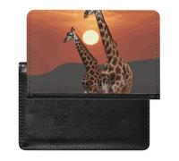 Reisepasshülle Reisezubehör Eule Baum Zweige Wasserdicht Reisepass Reisebrieftasche mit Kartenfächern für Damen Herren, Giraffe bei Sonnenuntergang, Einheitsgröße