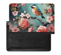 Reisepasshülle Reisezubehör Eule Baum Zweige Wasserdicht Reisepass Reisebrieftasche mit Kartenfächern für Damen Herren, Blumen, Vögel und Schmetterling, Einheitsgröße