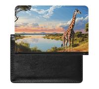 Reisepasshülle Reisezubehör Fahrrad Wasserdicht Reisepass Reisebrieftasche mit Kartenfächern für Damen Herren, Afrikanische Landschaft Nil River Giraffe, Einheitsgröße