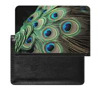 Reisepasshülle Reisezubehör Hi Bear Sitzen auf dem Rasen, wasserdicht, Reisepasshülle mit Kartenfächern für Damen und Herren, Grüne Pfauenfeder, Einheitsgröße