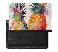 Reisepasshülle Reisezubehör Kräne fliegen traditionelle Malerei wasserdichte Reisepass-Reisebrieftasche mit Kartenfächern für Damen und Herren, Tropische Früchte, Aquarell, Ananas, Einheitsgröße