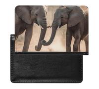 Reisepasshülle Reisezubehör Kräne fliegen traditionelle Malerei wasserdichte Reisepass-Reisebrieftasche mit Kartenfächern für Damen und Herren, Zwei Elefanten spielen, Einheitsgröße