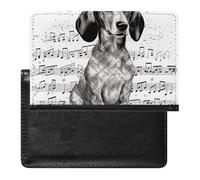 Reisepasshülle Reisezubehör Lustige Englische Bulldogge Wasserdicht Reisepass Reisebrieftasche mit Kartenfächern für Damen Herren, Dackel Musiknoten, Einheitsgröße