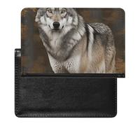 Reisepasshülle, Reisezubehör, Mitte des Jahrhunderts, modern, wasserdicht, Reisebrieftasche mit Kartenfächern für Damen und Herren, Wild Wild Grey Wolf, Einheitsgröße