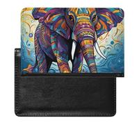 Reisepasshülle, Reisezubehör, niedliche Katze, singend, Weihnachtslieder, wasserdicht, Reisepass-Brieftasche mit Kartenfächern für Damen und Herren, Bunte Elefanten, Einheitsgröße