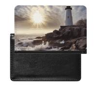 Reisepasshülle Reisezubehör Niedlicher Chihuahua Wasserdicht Reisepass Reisebrieftasche mit Kartenfächern für Damen Herren, Leuchtturm Rocks Seaside, Einheitsgröße