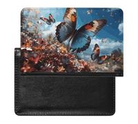 Reisepasshülle Reisezubehör Riesen Pilz Wasserdicht Reisepass Reisebrieftasche mit Kartenfächern für Damen Herren, Bunte Schmetterlinge, Einheitsgröße