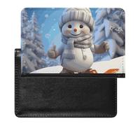 Reisepasshülle Reisezubehör Riesen Pilz Wasserdicht Reisepass Reisebrieftasche mit Kartenfächern für Damen Herren, Niedlicher Snowboard Schneemann, Einheitsgröße