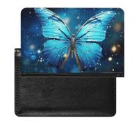 Reisepasshülle, Reisezubehör, Rinder, Hund, Blumen, wasserdicht, Reisepasshülle mit Kartenfächern für Damen und Herren, Blau Sternenschmetterling, Einheitsgröße