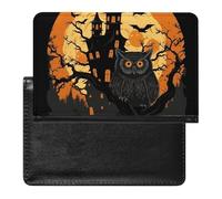 Reisepasshülle, Reisezubehör, Rinder, Hund, Blumen, wasserdicht, Reisepasshülle mit Kartenfächern für Damen und Herren, Black Tree Owl Pumpkin Head Castle, Einheitsgröße