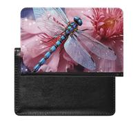 Reisepasshülle, Reisezubehör, Serene Coastal, wasserdicht, Reisepasshülle mit Kartenfächern für Damen und Herren, Blume und blaue Libelle, Einheitsgröße