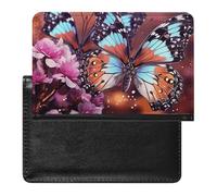 Reisepasshülle, Reisezubehör, Serene Coastal, wasserdicht, Reisepasshülle mit Kartenfächern für Damen und Herren, Bunte Schmetterlinge auf Blumen, Einheitsgröße