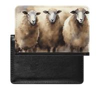 Reisepasshülle Reisezubehör Stinktier Wasserdicht Reisepass Reisebrieftasche mit Kartenfächern für Damen und Herren, Schafe, Aquarell, Einheitsgröße