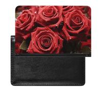 Reisepasshülle, Reisezubehör, süße Tiere, niedliche Katze, wasserdicht, Reisepasshülle mit Kartenfächern für Damen und Herren, rote rose, Einheitsgröße