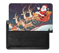 Reisepasshülle, Reisezubehör, süße Tiere, niedliche Katze, wasserdicht, Reisepasshülle mit Kartenfächern für Damen und Herren, Weihnachtsmann Rentier Schlitten, Einheitsgröße