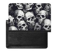 Reisepasshülle Reisezubehör Tiere Stickerei Pferde Wasserdicht Reisepass Reisebrieftasche mit Kartenfächern für Damen Herren, Totenkopf-Muster 1, Einheitsgröße