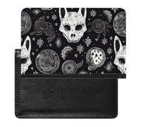 Reisepasshülle Reisezubehör Totenkopf Katze Mond Gothic Wasserdicht Reisepass Reisebrieftasche mit Kartenfächern für Damen Herren, Totenkopf Katze Mond Gothic, Einheitsgröße