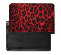 Reisepasshülle Reisezubehör Totenkopf Katze Mond Gothic Wasserdicht Reisepass Reisebrieftasche mit Kartenfächern für Damen Herren, Rotes Leopardenmuster, Einheitsgröße