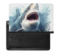 Reisepasshülle Reisezubehör Totenkopf Katze Mond Gothic Wasserdicht Reisepass Reisebrieftasche mit Kartenfächern für Damen Herren, Shark in the Sea, Einheitsgröße