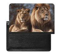 Reisepasshülle Reisezubehör Vintage Hawaii Wasserdicht Reisepass Reisebrieftasche mit Kartenfächern für Damen Herren, Zwei Löwen, Einheitsgröße