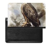 Reisepasshülle Reisezubehör Weiß Fantasy Traumfänger Wasserdicht Reisepass Reisebrieftasche mit Kartenfächern für Damen Herren, Aquarell von Hawk Sitting, Einheitsgröße