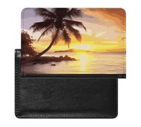 Reisepasshülle, Reisezubehör, weiße Eidechse, wasserdicht, Reisepasshülle mit Kartenfächern, für Damen und Herren, Sunrise Tropical Palmeninsel, Einheitsgröße