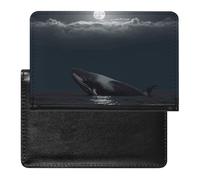 Reisepasshülle Reisezubehör Wildtiere Tiger Wasserdicht Reisepass Reisebrieftasche mit Kartenfächern für Damen Herren, Whale Full Moon, Einheitsgröße