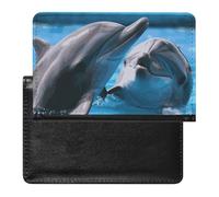 Reisepasshülle, Reisezubehör, zwei Giraffen, wasserdicht, Reisepasshülle mit Kartenfächern für Damen und Herren, Zwei Delfine im Wasser, Einheitsgröße