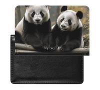 Reisepasshülle, Reisezubehör, zwei Giraffen, wasserdicht, Reisepasshülle mit Kartenfächern für Damen und Herren, Zwei große Pandas, Einheitsgröße