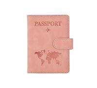 „Reisepasshülle RFID-blockierendes Kartenetui aus PU-Leder, Reisezubehör für Damen und Herren“, Pink