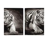 Reisepasshülle Tiger, ultradünn, PU-Leder, Reisedokumenten-Organizer, kompakt, Premium, internationaler US-Pass, Schutzhülle für Damen und Herren, Schwarz / Weiß