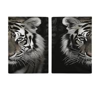 Reisepasshülle Tiger, ultradünn, PU-Leder, Reisedokumenten-Organizer, kompakt, Premium, internationaler US-Pass, Schutzhülle für Damen und Herren, Schwarz / Weiß