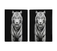 Reisepasshülle Tiger, ultradünn, PU-Leder, Reisedokumenten-Organizer, kompakt, Premium, internationaler US-Pass, Schutzhülle für Damen und Herren, Schwarz / Weiß