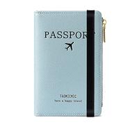 Reisepasshülle, Travel Wallet, RFID Blocker Reisepass Tasche für Kreditkarten, Ausweis und Reisedokumente, Reisezubehör/Travel Organizer Reise Geschenk, Passport Hülle mit Zipper Münzfach (Blau)
