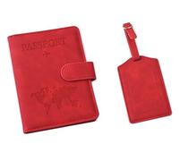 Reisepasshülle und Kofferanhänger Set, Kunstleder Passport Cover mit Koffer Anhänger, Hülle Reisepass mit RFID-Blocker für Reisepass Kreditkarten Personalausweise Reisedokumente, Urlaub Gadget