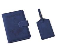 Reisepasshülle und Kofferanhänger Set, Kunstleder Passport Cover mit Koffer Anhänger, Hülle Reisepass mit RFID-Blocker für Reisepass Kreditkarten Personalausweise Reisedokumente, Urlaub Gadget