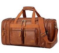 Reisetasche aus Leder, Wochenendtasche, Handgepäcktasche, Übernachtungstasche, Sporttasche für Damen und Herren HB-21, braun, Reisetasche aus Leder