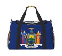 Reisetasche aus Segeltuch, Motiv: New Yorker Flagge, Wochenendtasche für Damen, Übernachtungstasche, Handgepäcktasche, Schwarz, Einheitsgröße