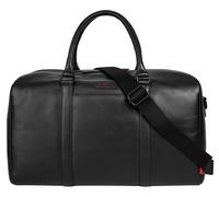 Reisetasche BUGATTI "CLARK", Damen, Gr. B/H/T: 46cm x 25cm x 25cm onesize, schwarz, Leder, leicht glänzend, unifarben, Taschen Reisetasche, echt Leder (86644945-0)